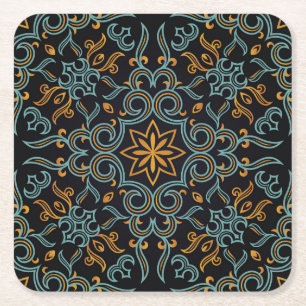 Gold & Blau: Ornamental Vintag Rechteckiger Pappuntersetzer