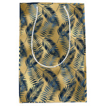 Gold Blau Palmwedel Geschenkpapier 