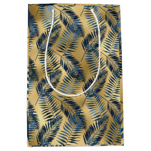 Gold Blau Palmwedel Geschenkpapier Mittlere Geschenktüte