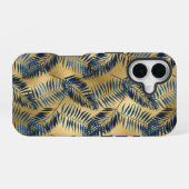Gold Blau Palmwedel iPhone 16 Hülle  (Rückseite (Horizontal))