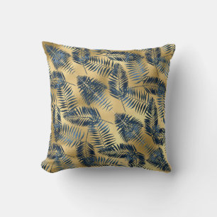 Gold Blau Palmwedel Wurfkissen  Kissen
