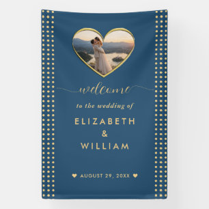 Gold & Blau Punkte personalisierte Hochzeit Banner