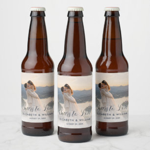 Gold & Blau Punkte personalisierte Hochzeit Bierflaschenetikett