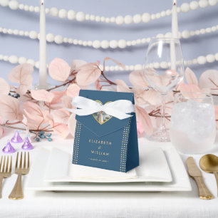 Gold & Blau Punkte personalisierte Hochzeit Geschenkschachtel