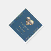 Gold & Blau Punkte personalisierte Hochzeit Serviette (Ecke)