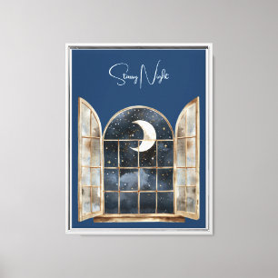 Gold Blau Silber Sterne Leinwanddruck