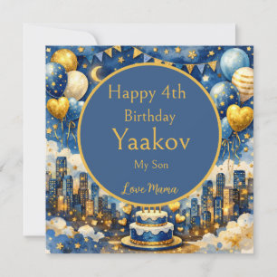 Gold Blau Stadt Landschaft, Ballons Kuchen Luxus