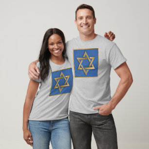 Gold Blau Stern Davids Kunstpanel T-Shirt