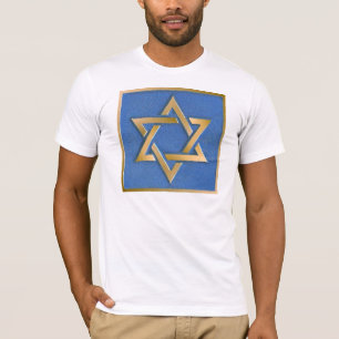 Gold Blau Stern Davids Kunstpanel T-Shirt