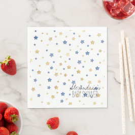 Gold Blau Sternenlicht Sterne Personalisierte Baby Serviette