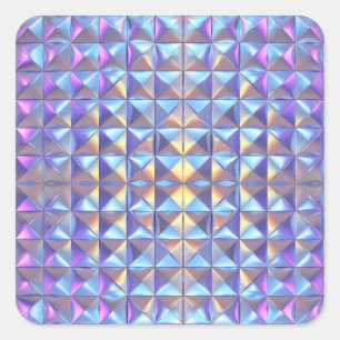 Gold, Blau und Lila Irisierendes Geometrisches 2 Quadratischer Aufkleber