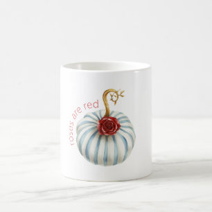 Gold Blau Weiße Streifen Rote Rose Kürbis Kaffeetasse