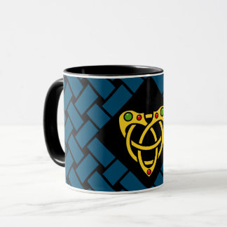 Gold/blaue/schwarze Bänder/Webart, keltischer Tasse