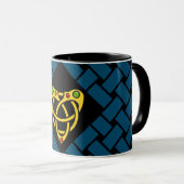 Gold/blaue/schwarze Bänder/Webart, keltischer Tasse (VorderseiteRechts)