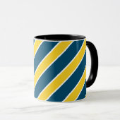 Gold/blaue, weiße Bänder, Streifen, geangelt, Tasse (VorderseiteRechts)