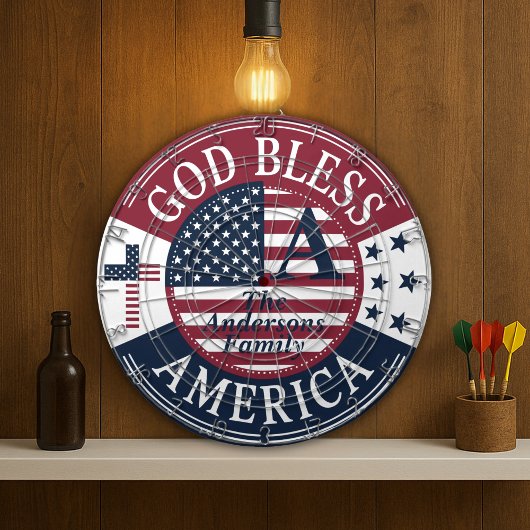 Gold Bless America Kundenname 4. Juli Dartscheibe