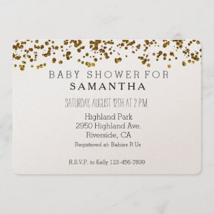 Gold Bling Glitzer Confetti Babydusche Einladung