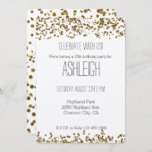 Gold Bling Glitzer Confetti Geburtstag Einladung (Vorne/Hinten)