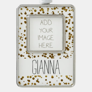 Gold Bling Glitzer Confetti Rahmen-Ornament Silber