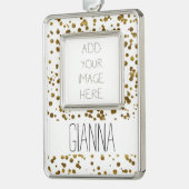 Gold Bling Glitzer Confetti Rahmen-Ornament Silber (Links)