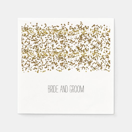 Gold Bling Glitzer Confetti Serviette (Vorderseite)