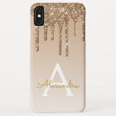 Gold Bling Luxury Sparkle Glitzer Monogram Case-Mate iPhone Hülle (Rückseite)
