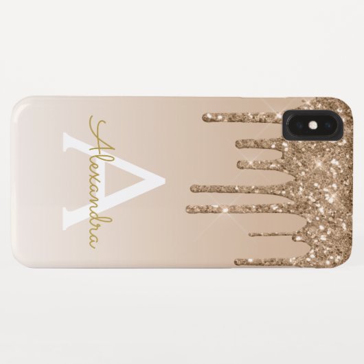 Gold Bling Luxury Sparkle Glitzer Monogram Case-Mate iPhone Hülle (Rückseite (Horizontal))