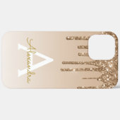 Gold Bling Luxury Sparkle Glitzer Monogram Case-Mate iPhone Hülle (Hinten (horizontal))