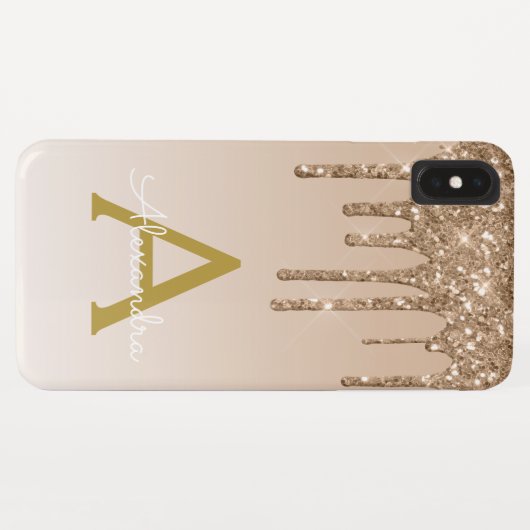 Gold Bling Luxury Sparkle Glitzer Monogram Case-Mate iPhone Hülle (Rückseite (Horizontal))