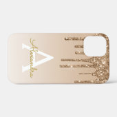 Gold Bling Luxury Sparkle Glitzer Monogram Case-Mate iPhone Hülle (Rückseite (Horizontal))