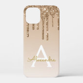Gold Bling Luxury Sparkle Glitzer Monogram Case-Mate iPhone Hülle (Rückseite)