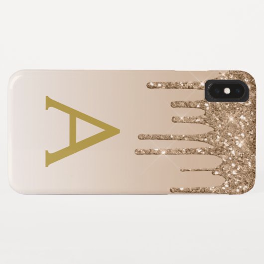 Gold Bling Luxury Sparkle Glitzer Monogram Case-Mate iPhone Hülle (Rückseite (Horizontal))