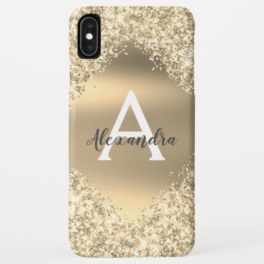 Gold Bling Luxury Sparkle Glitzer Monogram Case-Mate iPhone Hülle (Rückseite)