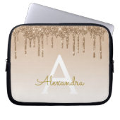 Gold Bling | Luxus Funkelnd Glitzer Monogram Laptopschutzhülle (Vorderseite)