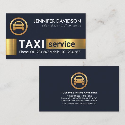 Gold Blocks Taxifahrt Visitenkarte (Vorne/Hinten)