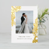 Gold Bloom Foil Vielen Dank Folieneinladung (Stehend vorne)