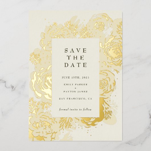 Gold Blooms Folieneinladung (Vorderseite)
