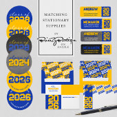 Gold & Blue Abschluss Classic Round Stickers