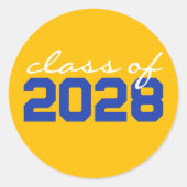 Gold & Blue Abschluss Classic Round Stickers (Vorderseite)