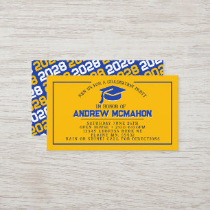 Gold & Blue Abschluss Mini Abschluss Einladungen