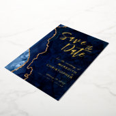 Gold Blue Agate Wedding Save the Date Gold Gold Folieneinladung (Gedreht)