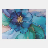 Gold Blue Aqua Lila Blume Brautparty Geschenkpapier Set (Vorderseite 3)