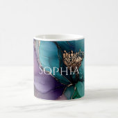 Gold Blue Aqua Lila Blume Brautparty Kaffeetasse (Mittel)