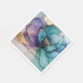 Gold Blue Aqua Lila Blume Brautparty Serviette (Ecke)