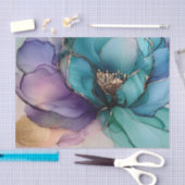 Gold Blue Aqua Lila Blume Seidenpapier (Handwerk)