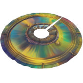 Gold Blue Aqua türkis abstrakt Polyester Weihnachtsbaumdecke (Schrägansicht)