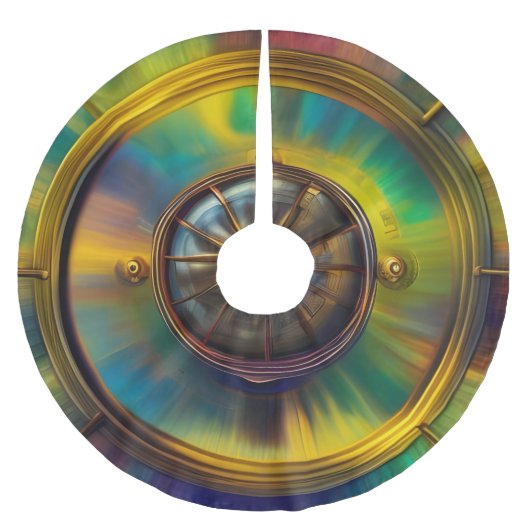 Gold Blue Aqua türkis abstrakt Polyester Weihnachtsbaumdecke (Vorderseite)