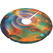 Gold Blue Aqua türkis abstrakt Polyester Weihnachtsbaumdecke (Schrägansicht)