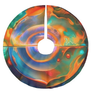 Gold Blue Aqua türkis abstrakt Polyester Weihnachtsbaumdecke