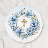 Gold & Blue Aquarell Blumentaufen Vielen Dank Geschenkanhänger (Rückseite)